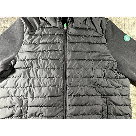 Save The Duck Women’s Sz 1X Plumtech Jacket Zip Quilted Half Puffer Black - Picture 3 of 10